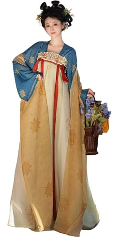 Kinesisk traditionell forntida dräkt (155-175 cm), Hanfu-klädsel för kvinnor (48-75 kg), för cosplay, scenframträdande,M,Yellow