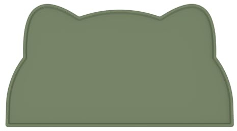Tapis Gamelle Chat et Chien, Tapis Silicone Bol Antidérapant Tapis de Nourriture pour Animaux Imperméable (Vert Olive, 44x25 cm)