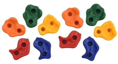 QUAHEAS Klettersteine 10 STK Mehrfarbig aus PE für Kinder Kletterwand Garten Spielturm Outdoor mit Schrauben Bouldern Training Griff Set für Klettern Ausrüstung Sicherungsgerät