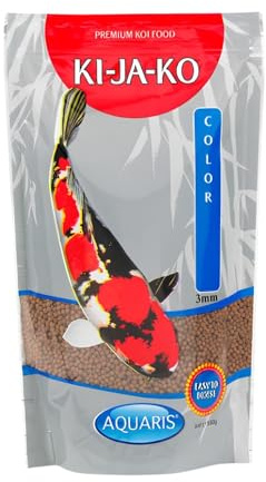 KI-JA-KO Color es un alimento para koi de fácil digestión Que Contiene carotenoides y astaxantina para Mejorar el Color y favorecer la pigmentación Natural, no contamina el Agua, 3 kg / 3 mm