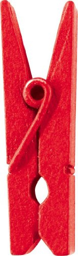 Klammern Mini 24 Stück ca. 2,5 cm Holz rot - Waescheklammern - 2691