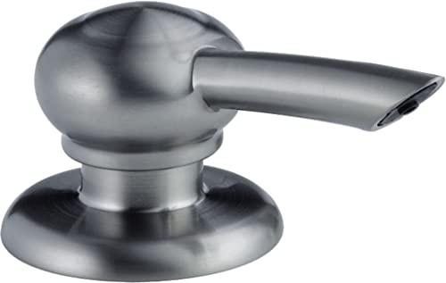 Delta Faucet Leland Pump Soap/ Lotion Dispenser Brushed Nickel, Countertop Soap Dispenser, Top Fill Deck Mount Soap Dispenser, Arctic Stainless RP50813AR