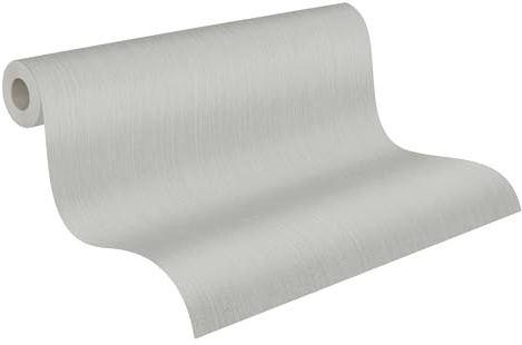 A.S. Création Vliestapete 10,05 m x 0,53 m - glänzende Strukturtapete Grau - einfarbige Tapete im Metallic Look - 937901