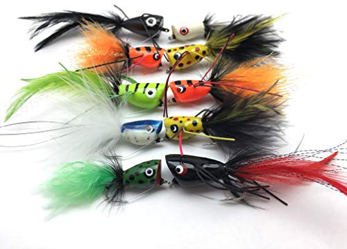 Angeln Bass Pike Fliegen 10 Stück Poppers Größe 4 Sole Forelle Sitzstange
