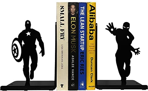 HeavenlyKraft Superhero Bookends | Decorative Bookends for Shelves | Non-Skid Book Holders for Shelves, Table | Unique Home/Office Decor | Heavy Bookends| Metal Book Ends| 7x5.5x4 Inches Each