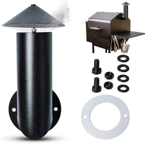 𝟐𝟎𝟐𝟑 𝙐𝗽𝒈𝒓𝒂𝒅𝒆𝒅 Pellet Grill Smoke Stack Chimney Replacement for Pit Boss Traeger Camp Chef, Replacement Stack Smoker Kits with Umbrella, Gasket, Screw, Locking Washer & Washer