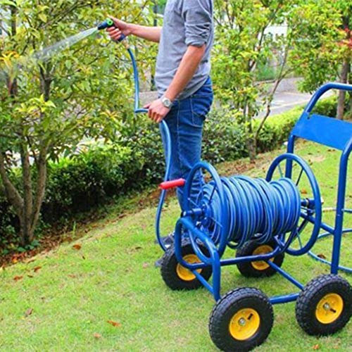 YUESFZ Schlauchaufroller Wand Schlauchbox 50m 25MM Großes Wasserrohr-Rollenauto Garten Allrad Schlauch Lagerregal Tragbares Reinigungsschlauchset (Color : Blue, Size : Hose reel-30M Pipe)