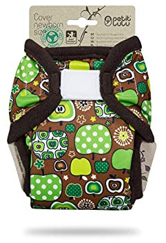 Petit Lulu Größe 1 PUL Überhose (2-6 kg) | Klett | Newborn Windelüberhose | Baby Windelhose | Waschbar & Wasserdicht | Stoffwindeln für Neugeborene | Hergestellt in EU (Apple Cider)