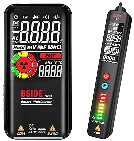 BSIDE Digital Multimeter & Spannungsprüfer-Kit, wiederaufladbarer Farb LCD EMF Detektor AC Spannungsdetektor Combo Elektrischer Testsatz