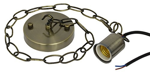 Ruilogod E27 Tono de bronce LED Bombilla Lámpara DIY Lámpara Soporte de zócalo Lámpara Placa de techo Cadena de hierro
