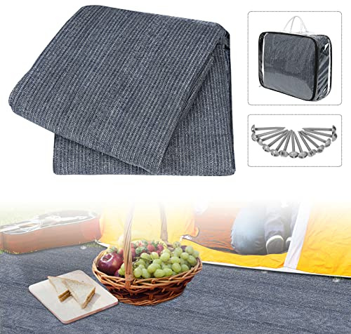 LZQ Vorzeltteppich 250x400cm Zeltteppich Zeltunterlage aus HDPE, Vorzeltteppiche Idealer Camping Teppich Outdoor Atmungsaktiv und rutschfest Hochwertiger inkl Tragetasche Zubehör