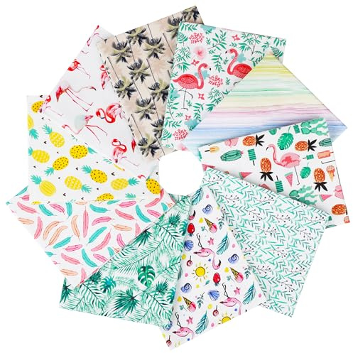 Craftido 10 Stück 18”x21” (46x53 cm) Fat Quarters Stoffpakete - Mittleres Gewicht 145g - 100% Baumwollstoff für Quilten, Nähen, Patchwork, DIY und handgefertigte Bastelarbeiten - Tropical Whisper