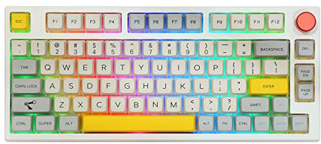 EPOMAKER TH80 Pro Teclado Mecánico Inalámbrico/Bluetooth/USB-C, con Iluminación RGB, Hot Swap, Teclas Multimedia, y Compatible con PC/Mac/PS4/PS5/Xbox (Theory TH80 Pro, Epomaker Flamingo Switch)