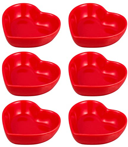 HEMOTON Set 6 Piatti a Forma Di Cuore in Ceramica Per Salsa E Condimenti Ciotole Da Immersione Resistenti Al Calore Ideali Per Aperitivi Snack E Decorazioni Casa