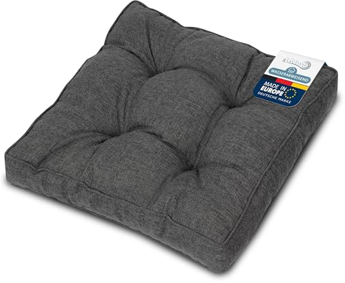 Beautissu Outdoor Loungekissen Sitzkissen Polster Sitzauflage Gartenkissen | 70x70cm 10cm dick Anthrazit bequem Schmutz- & Wasserabweisend Gartenmöbel Rattan Lounge Auflage Bequemes Kissen BeauFlair
