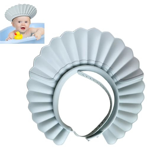 Baby Shower Cap Bathing Cap Safe Silicone Protection Bath Cap Soft Adjustable Visor Hat for Protector Head Eye Ear Shampoo Caps for Toddler,Baby, Kids,Children (Haze Blue)