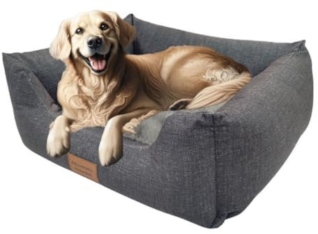 Fellnasenfreunde rutschfestes Hundebett, für kleine & mittelgroße Hunde, weiche Füllung, doppelseitiges Wendekissen, Hundebett mit hohem Rand, Hundecouch mit hohem Rand, Hundekorb mittelgroße Hunde