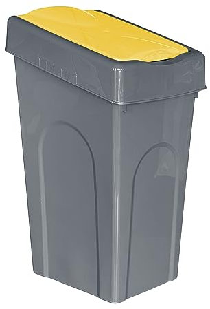 FINE STAR Plastic 50L Litre Kitchen Home Recycle Recycling Bin Office Rubbish Trash Waste Dustbin With Lid (Yellow)