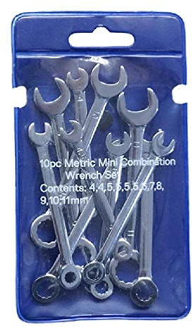 Juego de 10 llaves combinadas métricas de 4 a 11 mm, juego de llaves combinadas de apertura rápida, juego de llaves de extremo abierto, mini llaves métricas y SAE, herramientas de mano de extremo