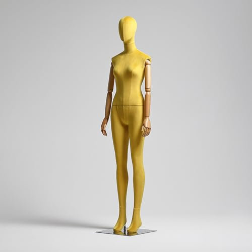 Rozhuhro Weiblich Schaufensterpuppe, Deko Mannequin, Schaufensterpuppe Torso weiblich, Zerlegbare Puppe, Schneiderpuppe ,Gelb