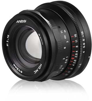 Andoer Objetivo de cámara de enfoque fijo de 35 mm, cámara de formato completo F1.4, gran apertura con montaje RF, compatible con cámaras sin espejo Canon EOS/R/RP/R5/R6/R7 RF