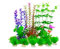 Changyeah Plante Aquarium,Aquarium Decoration Plante,12 Plantes Aquatiques en Plastique avec résine,Pont décoratif,Paysage pour Aquarium,Plantes d'aquarium artificielles