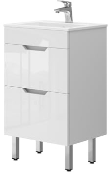 Vicco Waschbeckenunterschrank Clayton, Weiß, 49 cm | besteht aus Badunterschrank und Waschbecken