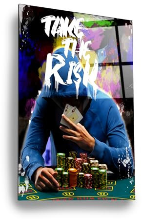 Art100 Acrylglasbild - Poker take the risk 40x30cm Kunstdruck, Leinwandbild | modernes Wandbild Poker take the risk | coole Wandbilder für das Wohnzimmer | Art Bilder