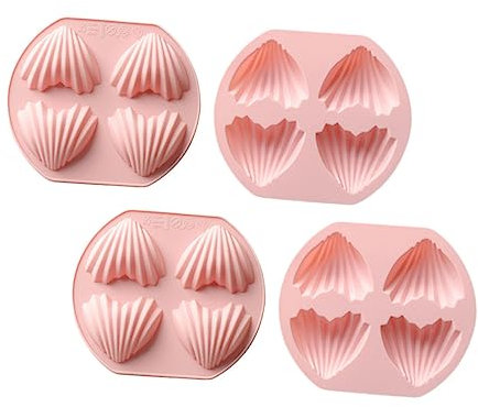 Cabilock 4pezzi Stampo Silicone Forma Per Torte Stampo Antiadente Per Madeleine Per Cucina Colore Rosa