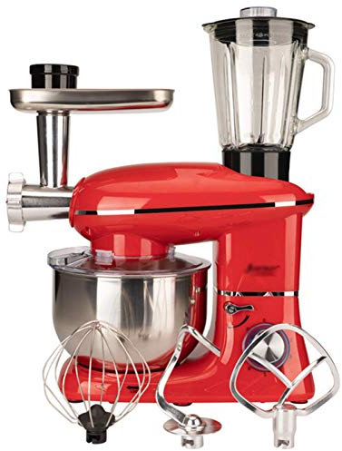 55L Stand Mixer,1500W 6 Speed Food Mixer Electric Kitchen Mixer with Dough Hook,Whisk & Beater and Food Grinder,Dough Blender,Red