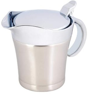 Cuencos para salsas Salsera de doble pared for salsa, salsa for carne y salsa de gran capacidad for aderezo de ensalada de crema de mostaza y ketchup Salsera térmica ( Color : Silver , Size : 15 oz )