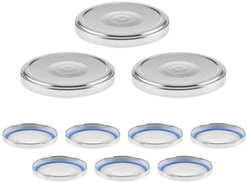 mikken 10 Deckel für Marmeladengläser 8,5 cm TO82 Blueseal - PVC-frei, Twist-Off Ersatzdeckel Schraubdeckel für Sturzgläser und Einmachgläser silber