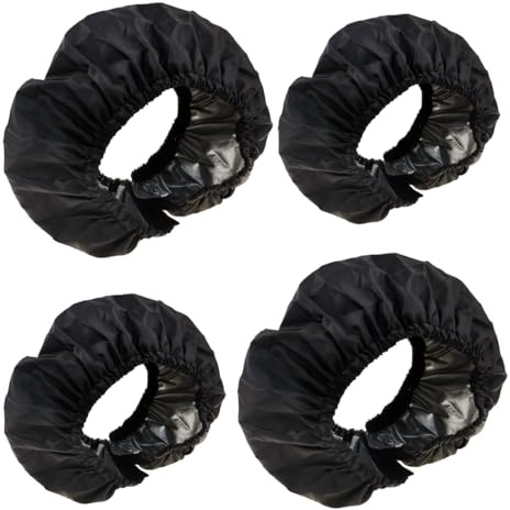 AEIOPRS 4 Pcs Copriruota per passeggino Passeggino in tessuto Coprigambe antipolvere Copriruota per passeggino Accessori per passeggino Coperture di Protezione Ruote Antipolvere Nero