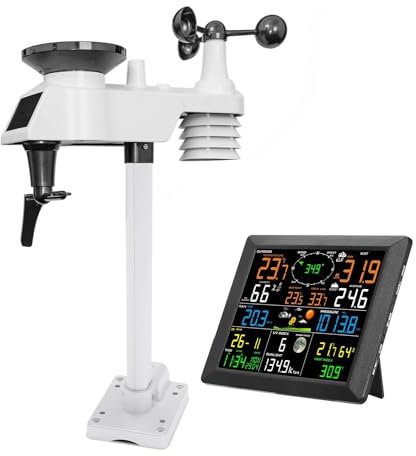 NONDK 0310 Stazione Meteorologica WiFi Professionale Internet Fili con Sensore Esterno Pluviometro Smart Life Weather Spina UE