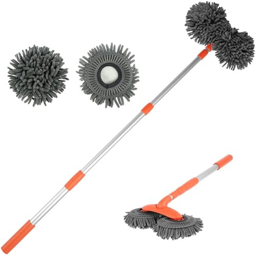 XNKLPY Spazzolone Lavaggio Auto Telescopico Doppia Testa, Rimovibile Microfibra Kit Pulizia Auto Esterno, per Casa Camper Camion Multifunzione Car Detailing Spazzolone Lavaggio