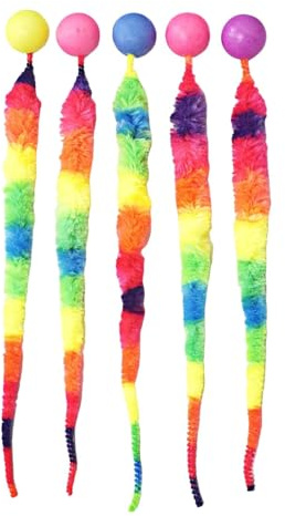 Zqkimzi 5 Regenbogen Wurm mit Ball Spielzeug für Katzen Katze Übung Spielzeug Katzen Teaser Spielzeug Interaktive Katzenbälle Indoor Katzenspielzeug Ball Schwanz Regenbogen Wurm Katzenspielzeug