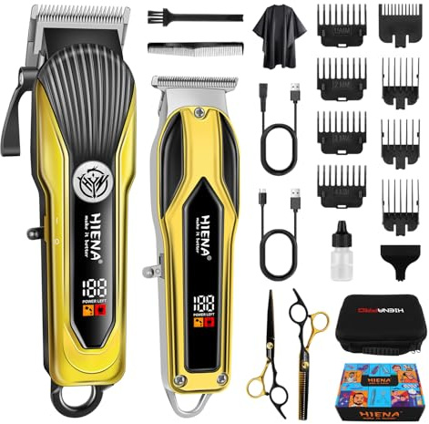 HIENA PRO Tagliacapelli Uomo Professionale Cordless, Taglia Capelli Per Uomo, Macchinetta Per Set Macchinetta Per Capelli con Display LED
