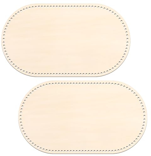 Vercraft 2 Stück Moseskorb mit Holzboden 70 x 40 cm ovaler Naturholzsockel für DIY Häkeln oder Stricken Weben Handwerk Heimdekoration (nur Basis) Loch: 1 cm