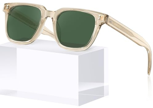 AVAWAY Vintage Herren Sonnenbrille UV400 Polarisierte Quadratische Kajak Fahren Angeln Brille mit Haltbaren Metallkerne Sonnenbrille AV275