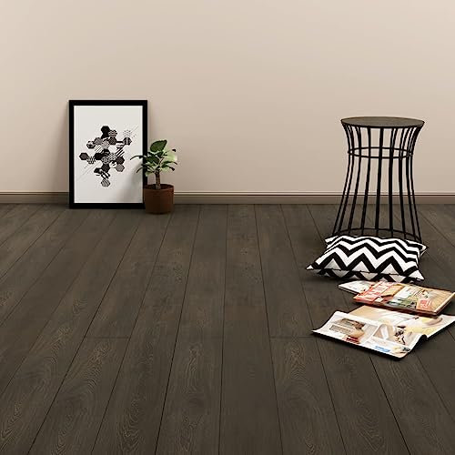 Iiaky 143875 Listoni Pavimenti Autoadesivi 4,46 m² 3 mm in PVC Marrone Scuro Pavimento in PVC Naturale Piastrelle Listoni Pavimento in Vinile Aspetto Legno di Rovere Impermeabile Mattonelle Autoadesiv