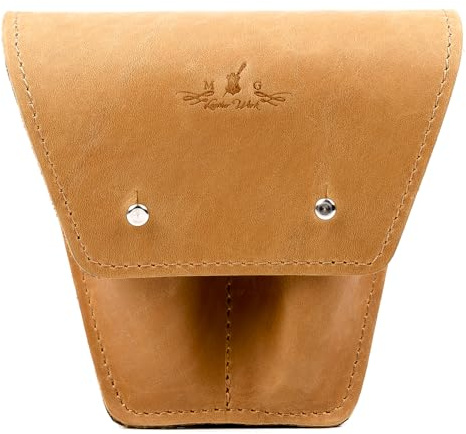 Posaune/Euphonium Mundstückhalter Echtes Leder Mundstück Doppeltasche Mundstück Schutz Tasche Mundstück Etui Posaune & Euphonium Zubehör (Gelb)