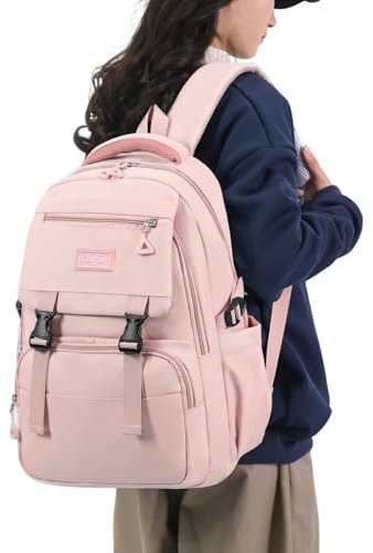 Clufar Schulranzen Mädchen 3. Klasse Rose Schulrucksack Teenager Mädchen Wasserdicht Leicht Laptop Rucksack Schule Jungen Schultasche Schoolbag Multi-Tasche Schultaschen Schulrucksäcke Pink