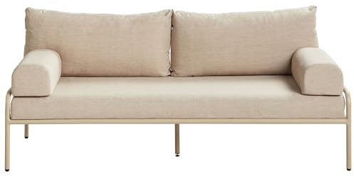 Beliani Gartensofa Aluminium beige 2-Sitzer mit Kissen wasserabweisend modern Solofra