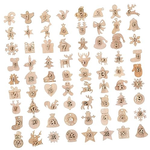 Amosfun Weihnachtsbaum Hängender Zahlen 1- Holz Hängender Kalender Einzigartige Weihnachtsdekoration