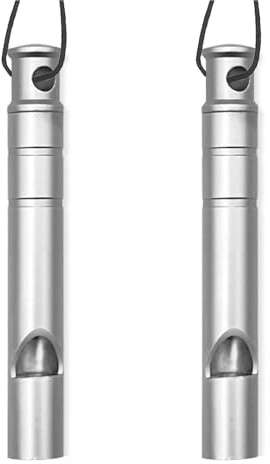 VZU 2 stycken visselpipa ljudvisselpipa nödfall titanium signalvisselpipa hundvisselpipa med nyckelband, utomhus nödvisselpipa för camping, vandring, jakt, överlevnad, domare visselpipa, 120 dB ljud