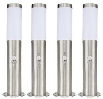 4x Wegeleuchte Edelstahl mit Bewegungsmelder 45cm Außenleuchte Wegbeleuchtung Gartenleuchte Strom Pollerleuchte Aussenlampe Strom E27