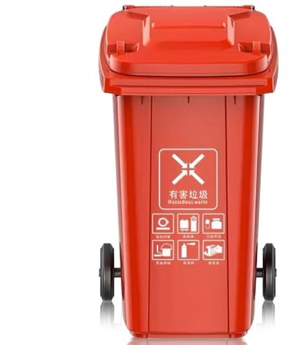 UCKYSU Contenedor Basura Industrial Resistente Con Ruedas Contenedor Basura For Exteriores Resistente Intemperie Con Tapa Contenedor Basura Plástico For Patio Terraza Garaje(Red,240L)