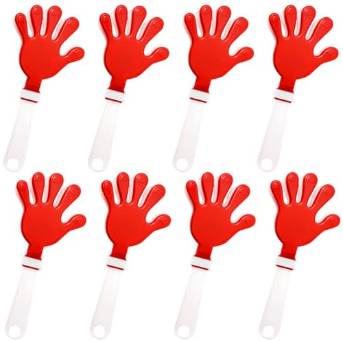 Lovecheer 8PCS Halloween Party Hand Clappers Noisemakers 11 Inch Large Red and White Clapper for New Year Christmas Wedding Festival Soccer Basketball Club Cheerleading Tools