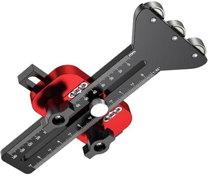 Dünnschnitt-Tischkreissägen-Vorrichtung – 3 Rollen. Dünnschnitt-Vorrichtung für sich wiederholende schmale Streifenschnitte. für 3/8 x 3/4 U-Nut und 1/4 x 3/8 T-Nut.