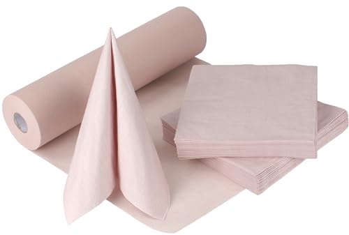 100%Mosel Tischdeko-Set Blush Rosé – 20-40 Gäste | Tischband und Servietten für Taufe, Kommunion, Konfirmation, Hochzeit und Geburtstag – praktisches Dekoset